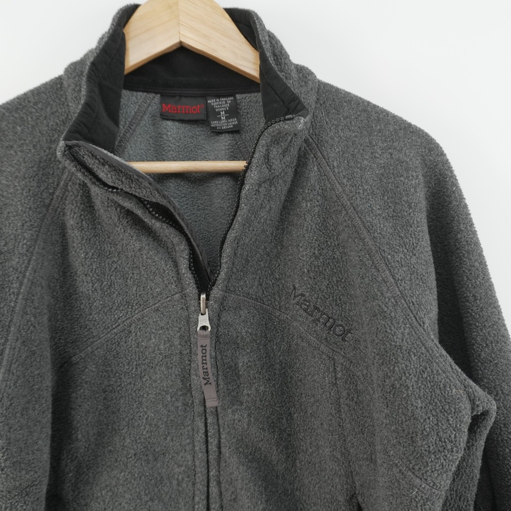 Marmot Fleece Jacket Womens Medium Gray Polartec Full Zip Reinforced Elbows